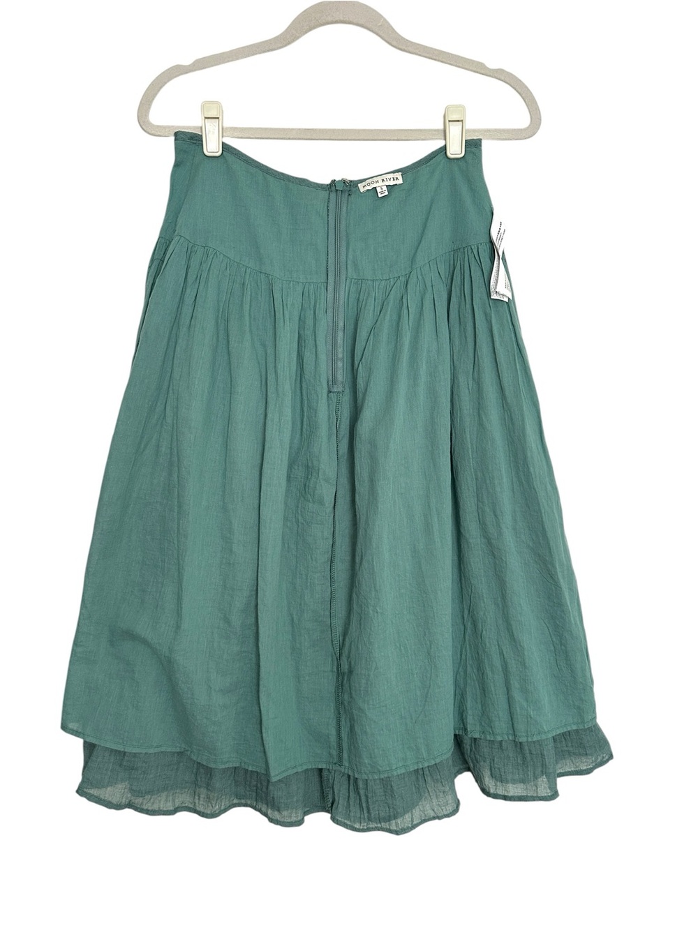 MOON RIVER Gauze Boho Midi Skirt Teal Green Cottagecore Prairie Peasant Small - Picture 7 of 11
